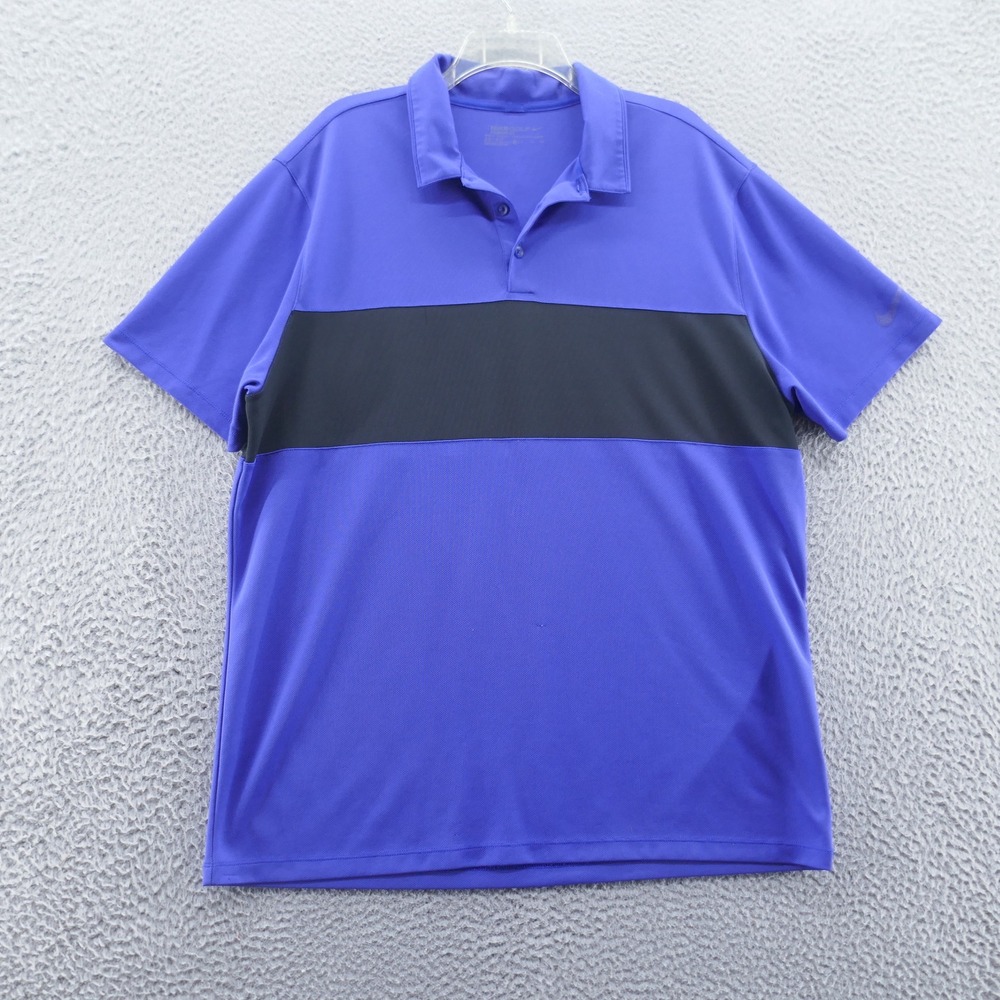 Nike Golf Mens Dri Fit Performance Polo XL Purple Black Short Sleeve Stretch